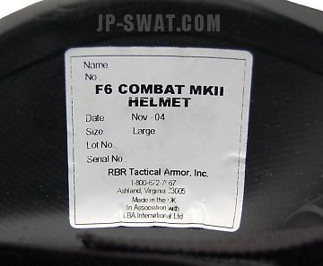 RBR Tactical Armor社製のF6 COMBAT MKII バリスティック・ヘルメット